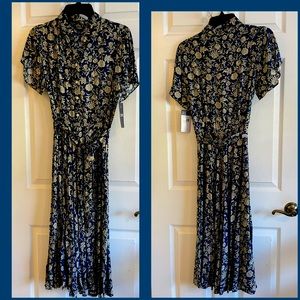 CHAPS Dress Absolutely Beautiful. NEVER Worn. Teal Blue and Tan. Size M.